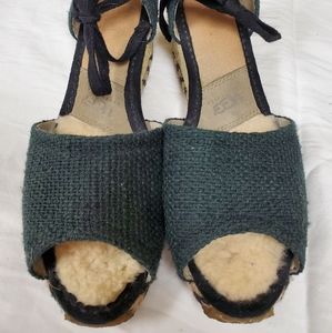 Ugg Textile & Sheepskin Wedge Sandals